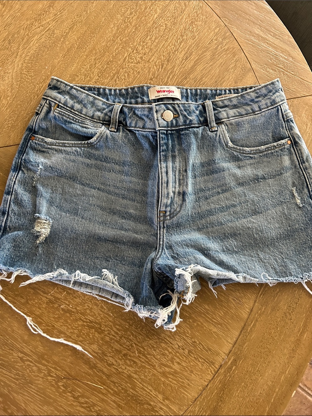 Wrangler Light Blue Distressed Denim Cutoff Shorts